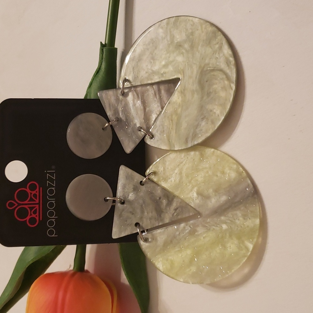 Post Back Acrylic Green Earrings